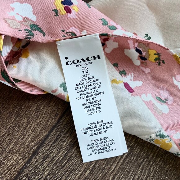 COACH Paint Dab Floral Silk Diamond Scarf - Picture 3 of 5